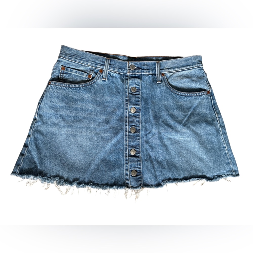 Levi's Premium Red Tab Button-Fly Denim Mini Skirt, Size 32, Vintage Retro